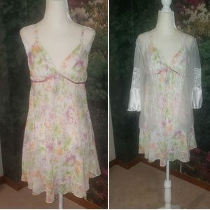 Oscar de la Renta floral night gown negligee Med